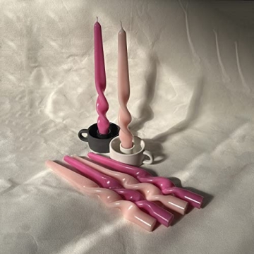 PAMELIFE Spiral Taper Candles Set of 6 Twisted Designs