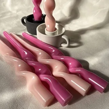 PAMELIFE Spiral Taper Candles Set of 6 Twisted Designs