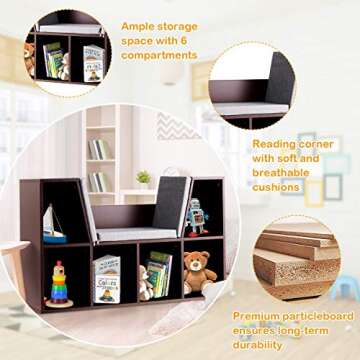 HONEY JOY Kids Reading Nook Organizer for Playroom