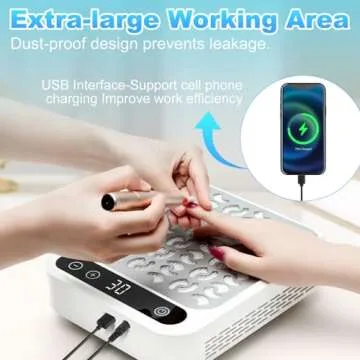 Nail Dust Collector,Essential Dust Collector Nail Tech Tool with Reusable Filter,Vacuum Fan Dust Collector for Acrylic Nail Drill Dust Extractor Acrylic Nail Tools in Salon & Home Settings-White