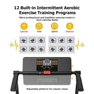 UREVO Folding Treadmill, 2.25HP Treadmills for Home with 12 HIIT Modes, Compact Mini Treadmill for H...