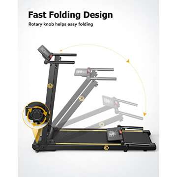 UREVO Folding Treadmill, 2.25HP Treadmills for Home with 12 HIIT Modes, Compact Mini Treadmill for Home Office, Space Saving Small Treadmill with Large Running Area, LCD Display, Easy to Fold