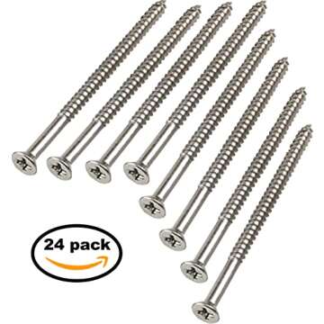 Satin Silver Nickel Wood Screws 9x3 Inch - 24 Pack