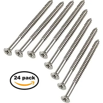 Satin Silver Nickel Wood Screws 9x3 Inch - 24 Pack