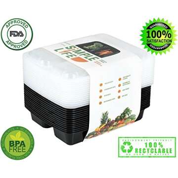 Meal Prep Haven Recipientes Apilables Reutilizables 3 Compartimentos - Set de 7