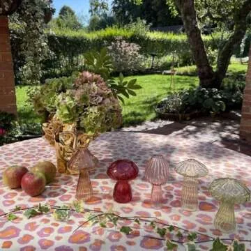 Hafhef Decorative Mushroom Vase Set, Delicate Flower Vases, Cottagecore Room Decor, Unique Glass Bud Vases for Home/Kitchen/Office Decorations