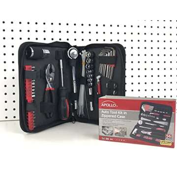 Apollo Tools 56 Piece Compact SAE Auto Tool Set - Roadside Emergency Solution