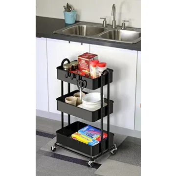 Versatile Simple Houseware 3-Tier Metal Rolling Cart