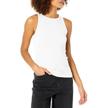 The Drop Women's Valerie Racerback Tank Top - Soft Ribbed Fit, White