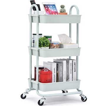 TOOLF Utility Rolling Cart with Lockable Wheels - Multi-Purpose Organizer for Home & Office