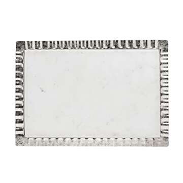 Godinger Ripple Silver Marble Tray 18X12 - Elegant Serveware with Timeless Charm