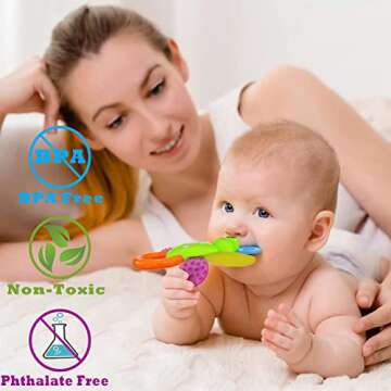 9pcs Baby First Rattle Teether Toy Gift Set with Storage Box for Infant Newborn Baby Boy 0 3 6 9 12 ...