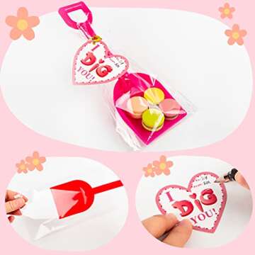 36 Valentine’s Plastic Shovels with Gift Cards for Parties