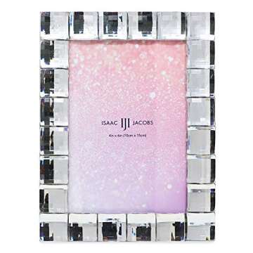 Isaac Jacobs Decorative Sparkling Jewel Picture Frame, Photo Display & Home Décor (4x6, Clear)