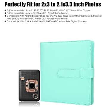 256 Pockets Photo Album for Fujifilm Instax Mini Camera, Leather Cover, Photo Album for Instax Mini ...