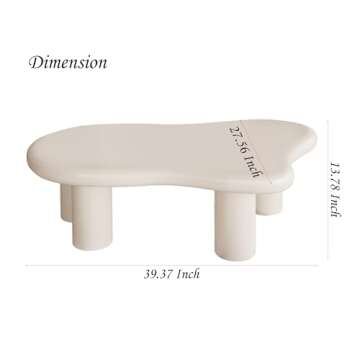 FIVEGIVEN Cloud Coffee Table - Stylish White Modern Design for Living Room, 39.4 Inch