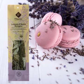 Filippone® Organic Dried Lavender Bunch 25 g (0.88 oz), Freshly Grown in The Mountains of Sicily, Culinary Lavender, Italian Dried Lavender Branches, Herb, Spices, Certified USDA Organic