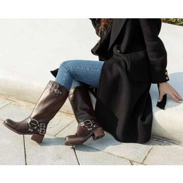 Stylish LUMUTA Women's Knee High Cowboy Riding Boots