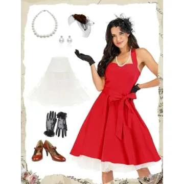 Dresstells Womens Vintage Rockabilly Petticoat Skirt Tutu 1950s Underskirt Ivory S/M