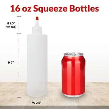 Reli. Plastic Squeeze Bottles, 16 oz. | 10 Pack | Condiment Squeeze Bottles for Sauces | Clear w/Red Tip Cap | 16 Ounce Hot Sauce, Ketchup | Condiments, Olive Oil, Glue