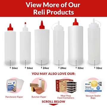 Reli. Plastic Squeeze Bottles, 16 oz. | 10 Pack | Condiment Squeeze Bottles for Sauces | Clear w/Red Tip Cap | 16 Ounce Hot Sauce, Ketchup | Condiments, Olive Oil, Glue