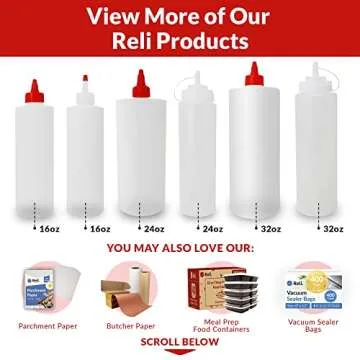 Reli. Plastic Squeeze Bottles, 16 oz. | 10 Pack | Condiment Squeeze Bottles for Sauces | Clear w/Red Tip Cap | 16 Ounce Hot Sauce, Ketchup | Condiments, Olive Oil, Glue