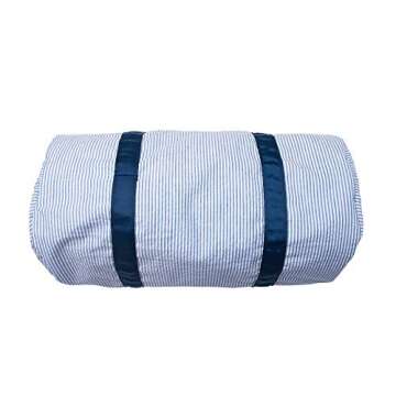 Kids Duffle Travel Bag, Seersucker Overnight Weekender Carry on Bag for Toddler Boys Girls, Lightweight Small Personal Items Bags (Navy)