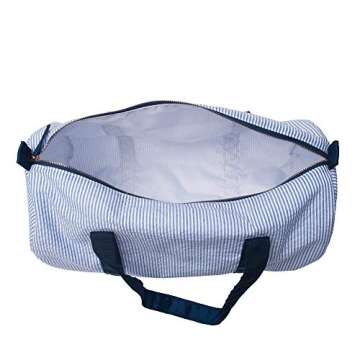 Kids Duffle Travel Bag, Seersucker Overnight Weekender Carry on Bag for Toddler Boys Girls, Lightweight Small Personal Items Bags (Navy)