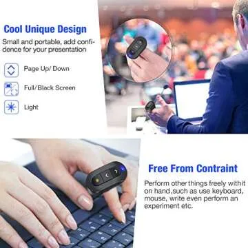 Rechargeable Finger Ring Wireless Presenter Clicker for PowerPoint, Keynote, Mac, Laptop - USB Prese...