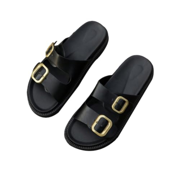 OYOANGLE Women's Adjustable Comfortable Outdoor Sandals - Black 8.5