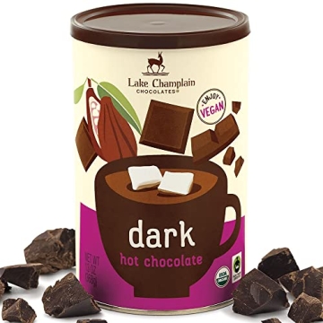 Lake Champlain Organic Dark Hot Chocolate - Rich, Vegan-Friendly Mix for 13 Servings