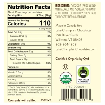 Lake Champlain Organic Dark Hot Chocolate Mix - 13 Serv.