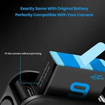 REYTRIC Hero 9/10/11/12 Batteries 3-Pack and 3-Channel Charger Compatible with GoPro Hero 9 Black, GoPro Hero 10 Black, GoPro Hero 11 12 Black (Fully Compatible with GoPro9 GoPro10 GoPro11 12 Battery)