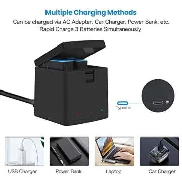 REYTRIC Hero 9/10/11/12 Batteries 3-Pack and 3-Channel Charger Compatible with GoPro Hero 9 Black, GoPro Hero 10 Black, GoPro Hero 11 12 Black (Fully Compatible with GoPro9 GoPro10 GoPro11 12 Battery)