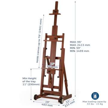 VISWIN Collapsible H-Frame Easel, Hold 1 or 2 Canvas up to 78", Adjustable Beech Wood Easel for Pain...