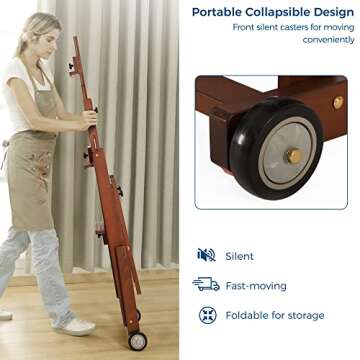 VISWIN Collapsible H-Frame Easel, Hold 1 or 2 Canvas up to 78", Adjustable Beech Wood Easel for Painting, Movable & Tilting Flat Floor Art Easel Stand, Studio Art Easel for Adults, Artists - Walunt