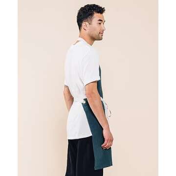 Caldo Linen Kitchen Apron for Cooking - Mens and Womens Linen Bib Apron for Professional Chef, Serve...