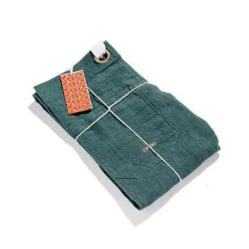 Caldo Linen Kitchen Apron for Cooking - Mens and Womens Linen Bib Apron for Professional Chef, Server, or Barista- Adjustable with Pockets (Spruce)