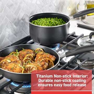 T-fal Signature Non Stick Sauce Pan w/ Glass Lid 3 Quart, Oven Broiler Safe 350F, Scratch Resistant,...