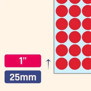 1200 Pack, 1" Round Colored Dot Stickers Labels - 10 Assorted Colors