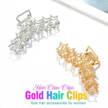 BARTOSI Gold Star Hair Claw Clips for Women - Set of 2