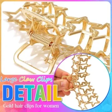 BARTOSI Gold Star Hair Claw Clips for Women - Set of 2