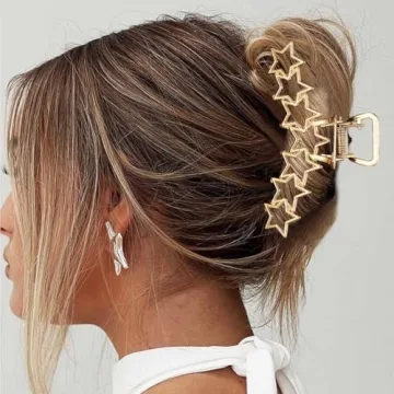 BARTOSI Gold Star Hair Claw Clips for Women - Set of 2