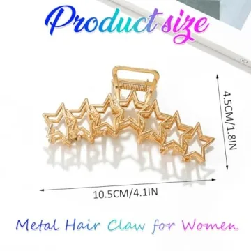 BARTOSI Gold Star Hair Claw Clips for Women - Set of 2