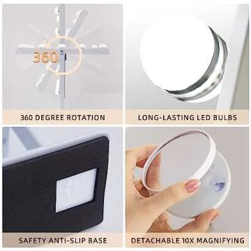 FENCHILIN Hollywood Vanity Mirror with Lights, Lighted Makeup Mirror with 3 Color Light Modes, Smart Touch Control, 360 Degree Rotation(White)