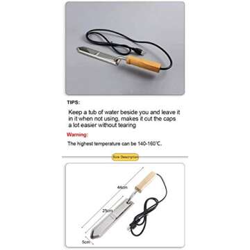 eoocvt Large Stainless Steel Electric Honey Uncapping Knife Beekeeping Scraper Hot Knife