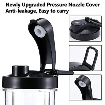 MB1001 16oz 7PCS Blender Replacement Parts 250W Compatible for Magic Bullet with blender cups & Premium Extractor Cross Blade & 2 Extra Gasket & Flip-Top To-Go Lid & Flat Lid MBR Series