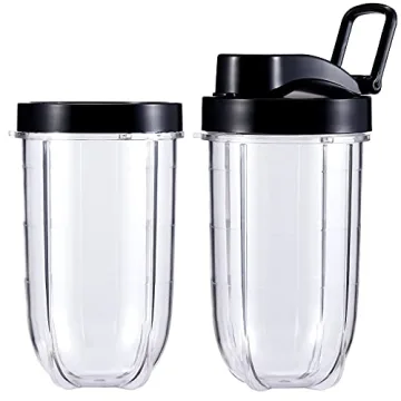 MB1001 16oz 7PCS Blender Replacement Parts 250W Compatible for Magic Bullet with blender cups & Premium Extractor Cross Blade & 2 Extra Gasket & Flip-Top To-Go Lid & Flat Lid MBR Series