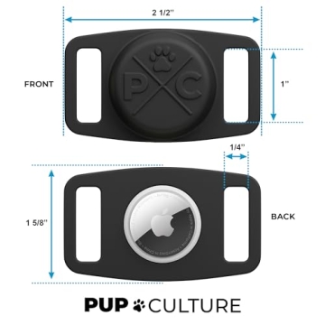 Pup Culture AirTag Dog Collar Holder for Tracking Pets