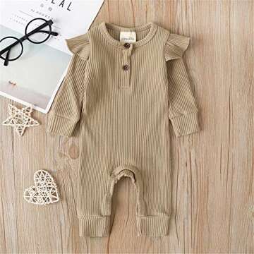 Gouldenhui Winter Newborn Baby Boy Girl Long Sleeve Romper Solid Ribbed Clothes Unisex Infant Cotton...